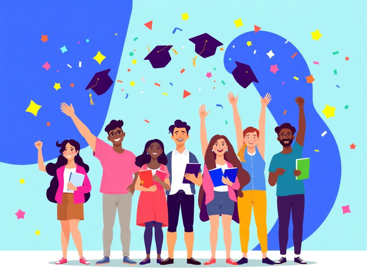 Estudantes do ensino médio comemorando